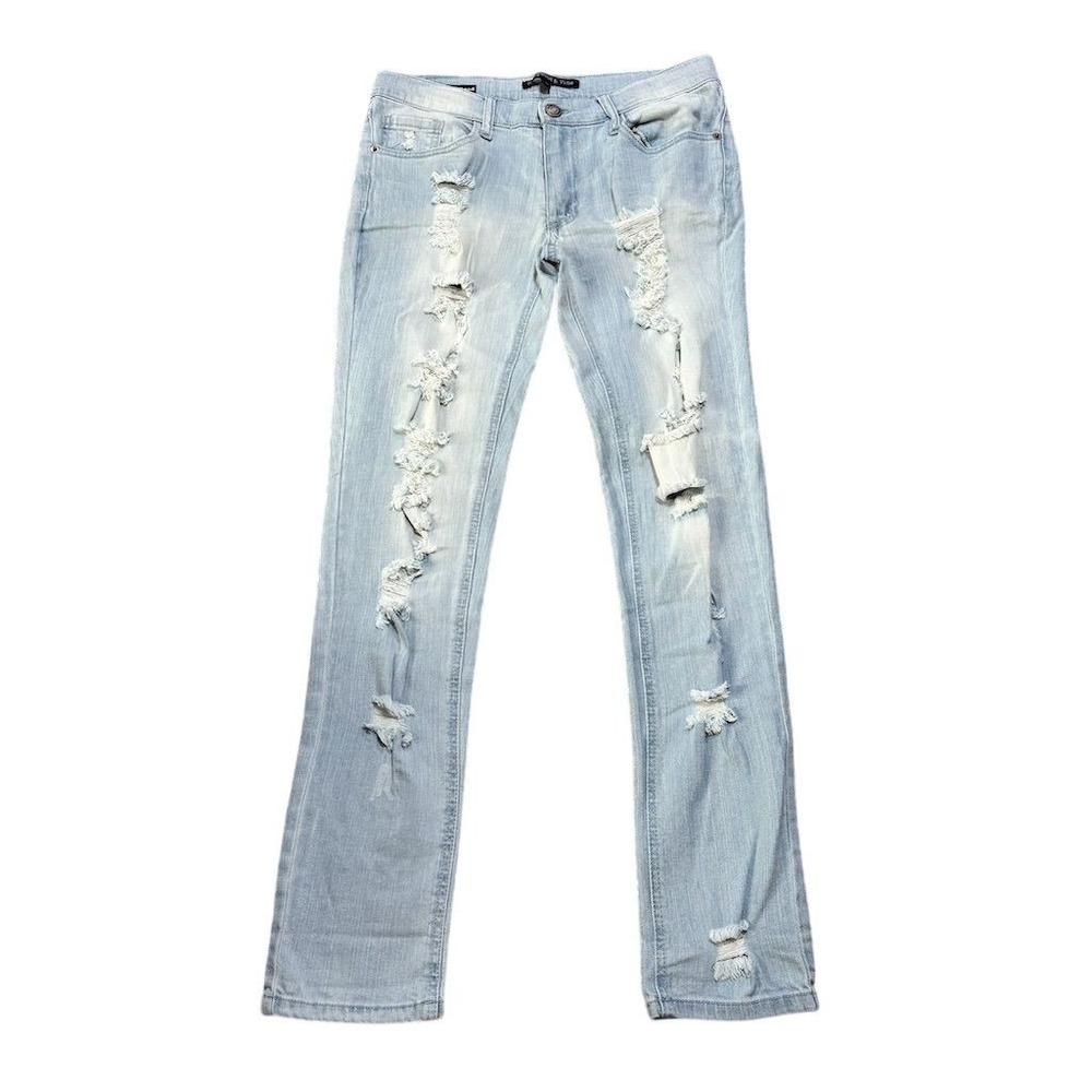 Hollywood & Vine Women's Boyfriend Distressed‎ Jeans Size 5 Blue Denim